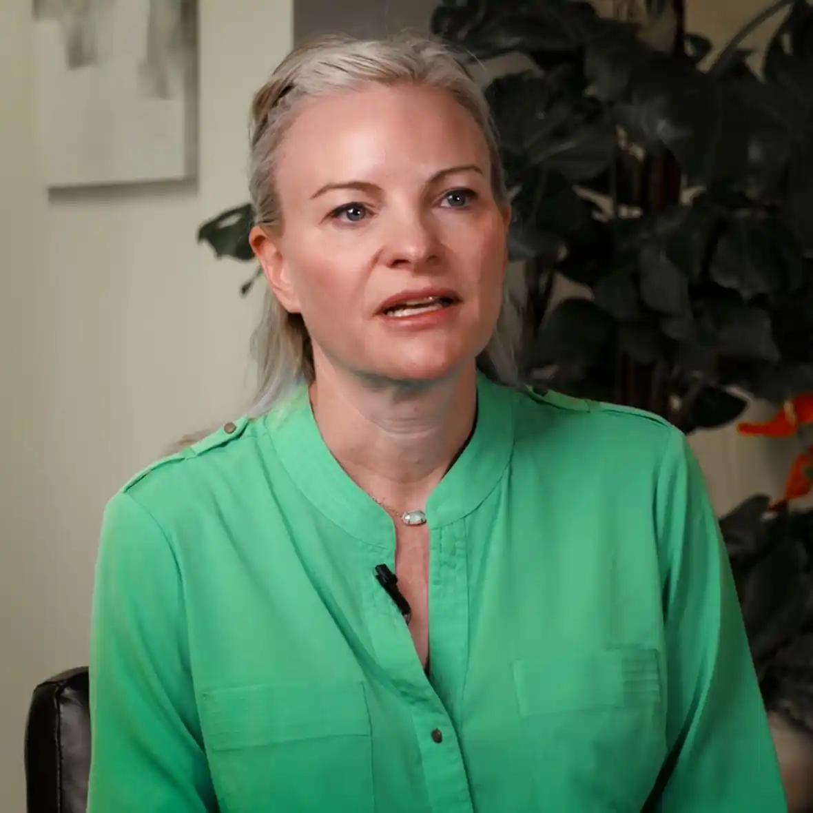 Headshot of Jessica during a video testimonial about Dr. Aycock