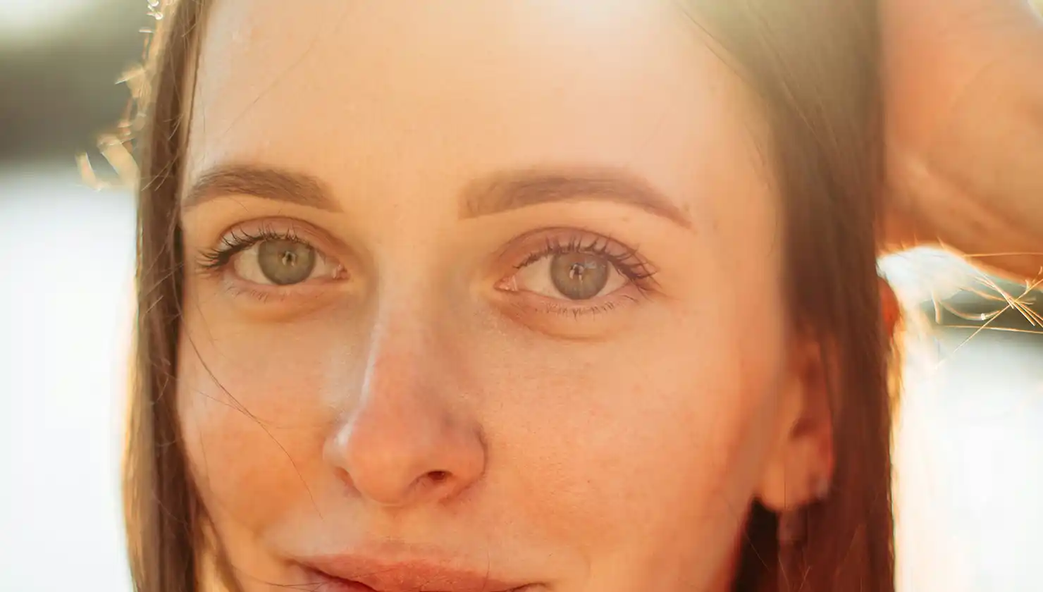 Potential lower blepharoplasty surgery candidate. Beautiful woman with light bags under her eyes.