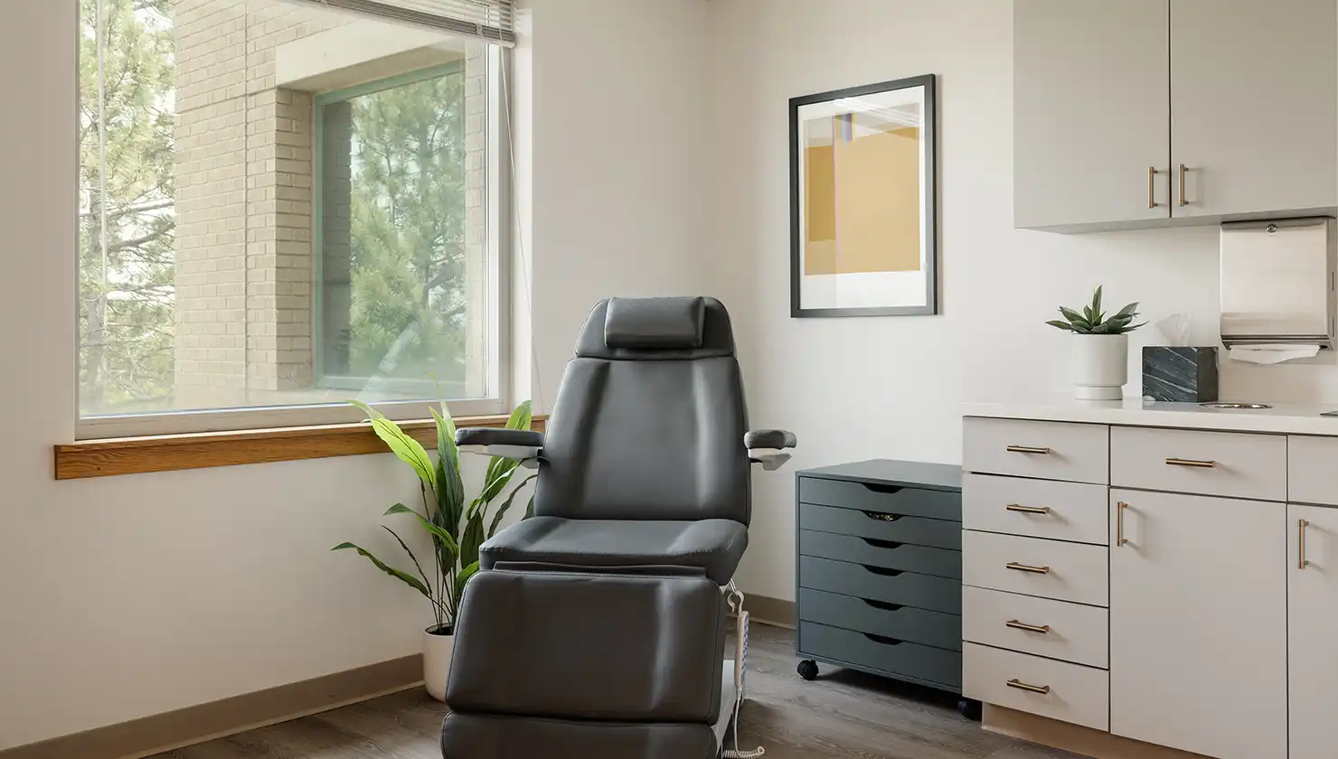 Dr. Joyce Aycock's Office Consultation Room many procedures can be done in-office instead of in an operating room.